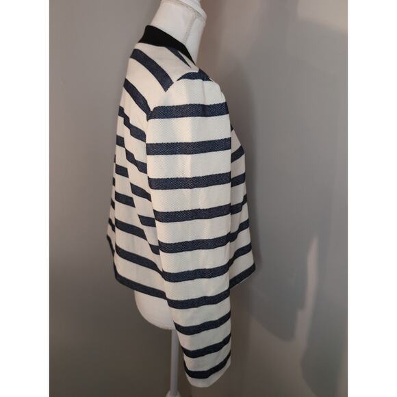 Emma & Olivia preppy navy and ivory striped zip-up - Picture 3 of 8